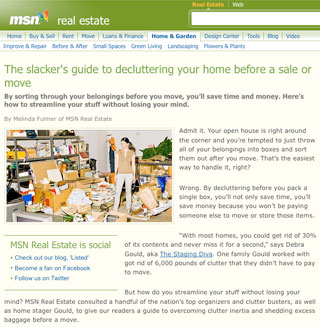 decluttering advice by Debra Gould on MSN